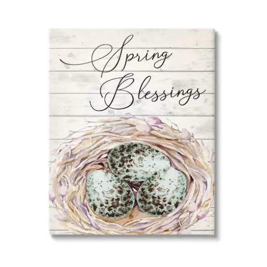 Stupell Industries Spring Blessings Bird Nest Nature Canvas Wall Art {1}