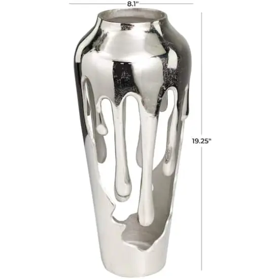 19" Silver Aluminum Drip Vase with Melting Designed Body {6}