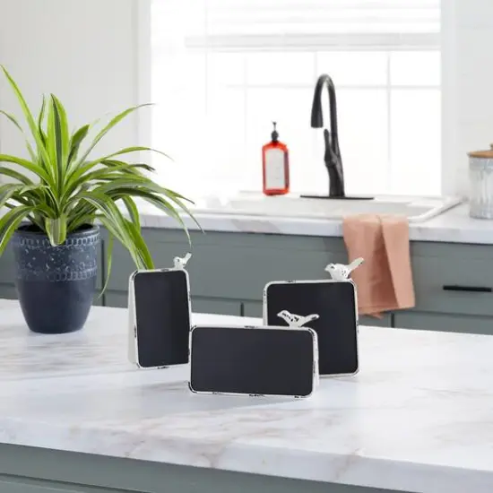 White Metal Farmhouse Chalkboard Sign Set {7}