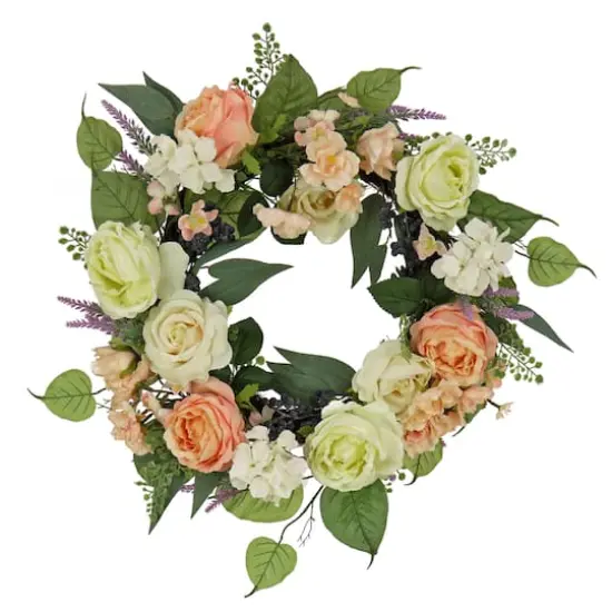 24'' Rose and Peony Flowers Wreath {1}