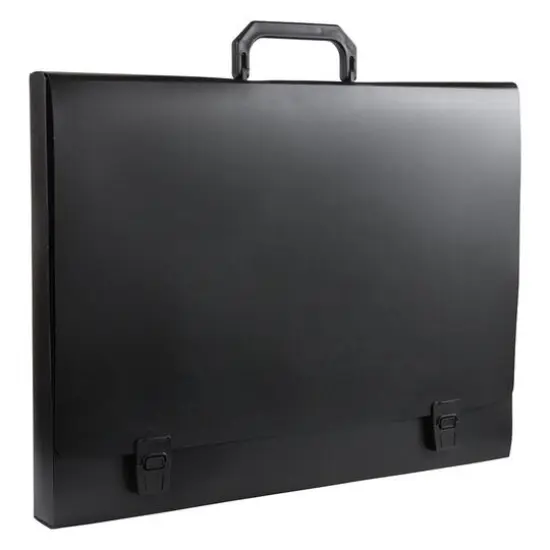 JAM Paper Black Plastic Portfolio File Carry Case with Handles {1}