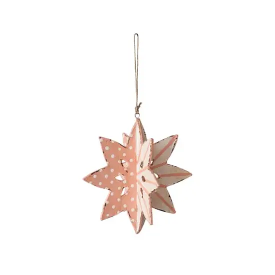 Hello Honey&reg; 5" Pink Paper Mache Snowflake Ornament {1}