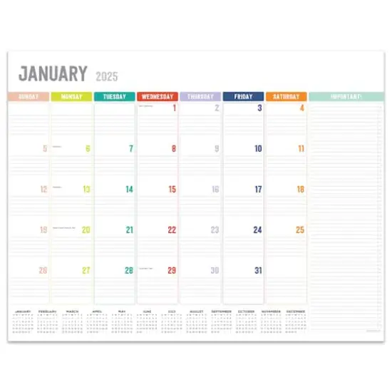 TF Publishing Large 2025 Rainbow Blocks Monthly Blotter Desk Pad Calendar {1}