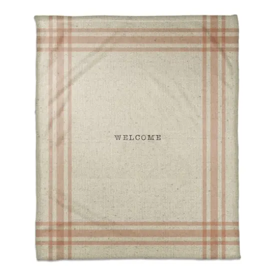 Plaid Border Welcome Fall Fleece Blanket {1}