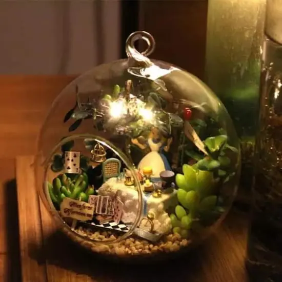 Wizardi Miniature Roombox Alice Forest Afternoon Tea Dollhouse Kit {5}