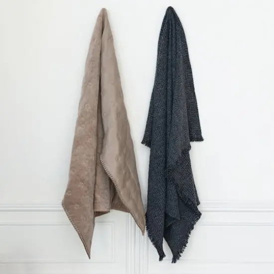 Hello Honey&reg; Taupe Cotton Velvet Quilted Throw {5}