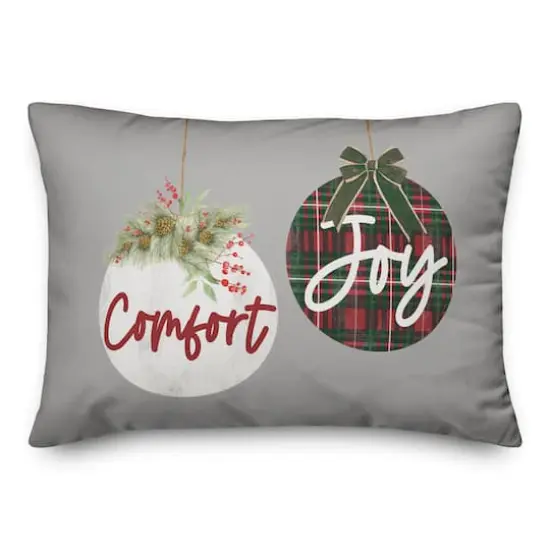 Comfort and Joy Ornaments 14x20 Throw Pillow {1}