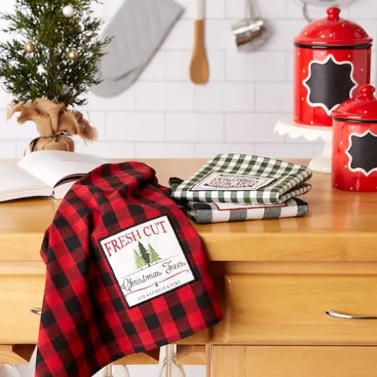 DII&reg; Christmas Tree Farm Embellished Dishtowels Set {10}