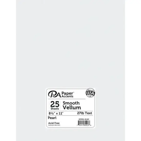 PA Paper&trade; Accents 8.5'' x 11'' 27lb. Smooth Vellum Paper, 25 Sheets Pearl {1}
