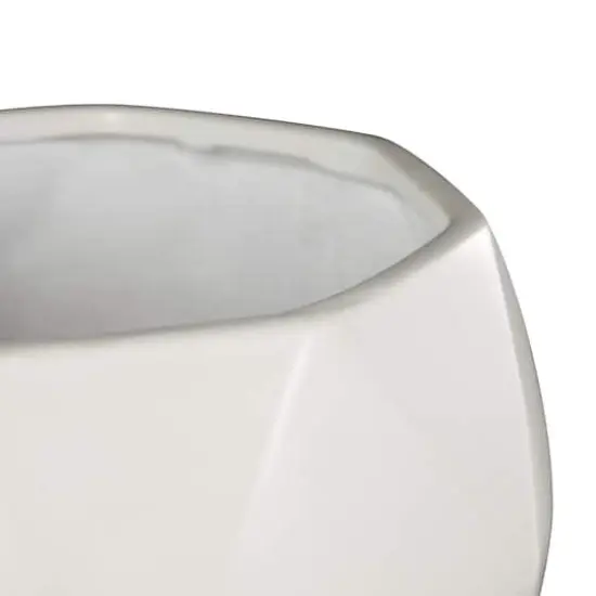 White Faceted Ceramic Planter Set {5}