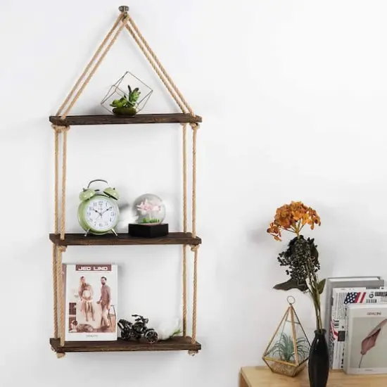 NEX&trade; Liantral 3-Tier Wood & Rope Hanging Shelves {4}