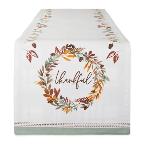 DII&reg; 108" Thanksgiving Thankful Autumn, Fall Leaves, Reversible Table Runner {3}
