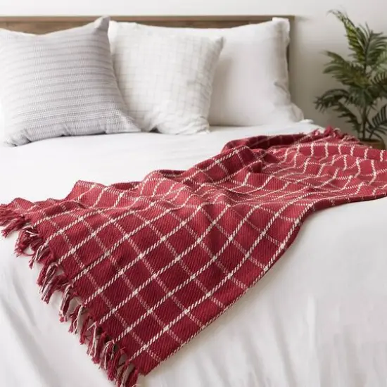 DII&reg; Checked Plaid Throw Barn Red {4}