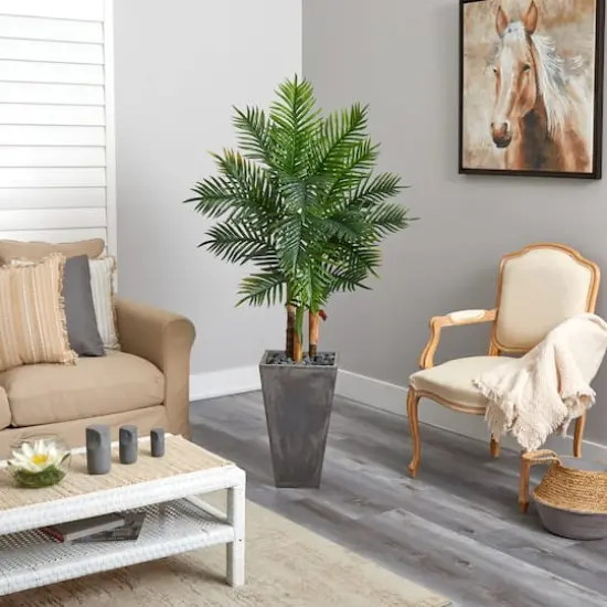 5.5ft. Real Touch Areca Palm Tree in Cement Planter {5}