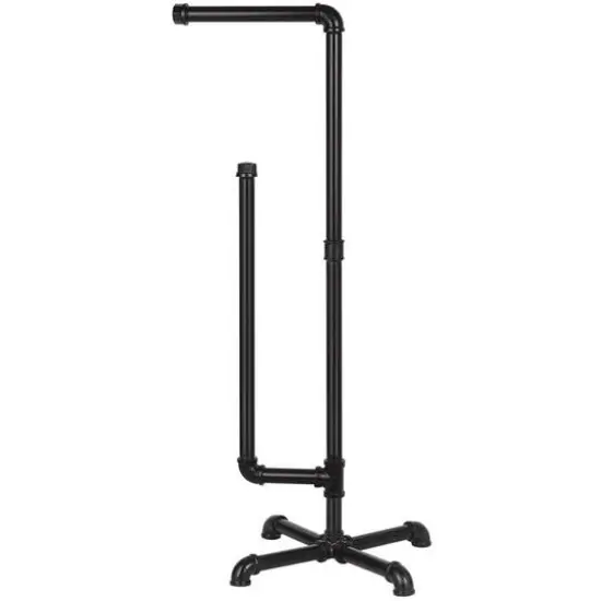 Black Freestanding Toilet Paper Cast Iron Pipe Stand {1}