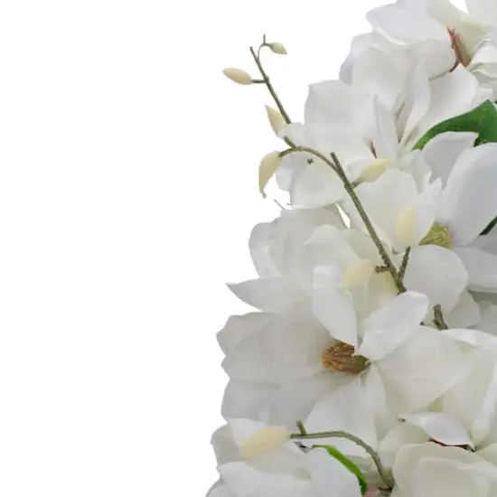 24" White Magnolia Artificial Spring Wreath {5}