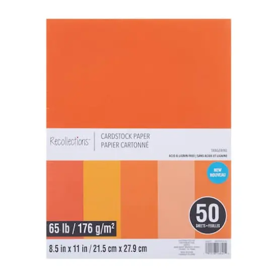 8.5" x 11" 65lb. Cardstock Paper Pack by Recollections&trade;, 50 Sheets Tangerine {1}