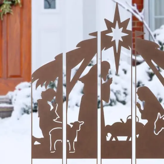 Glitzhome&reg; 41.5'' Metal Nativity Combo Yardstake {5}