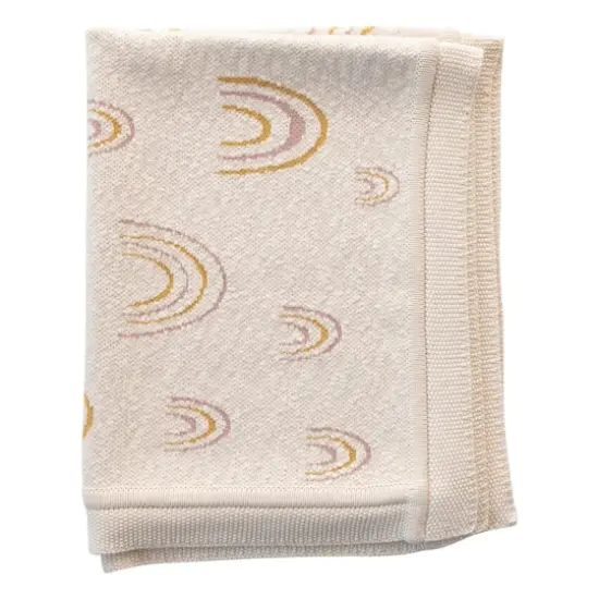 Hello Honey&reg; Cream Cotton Knit Baby Blanket with Rainbows {8}