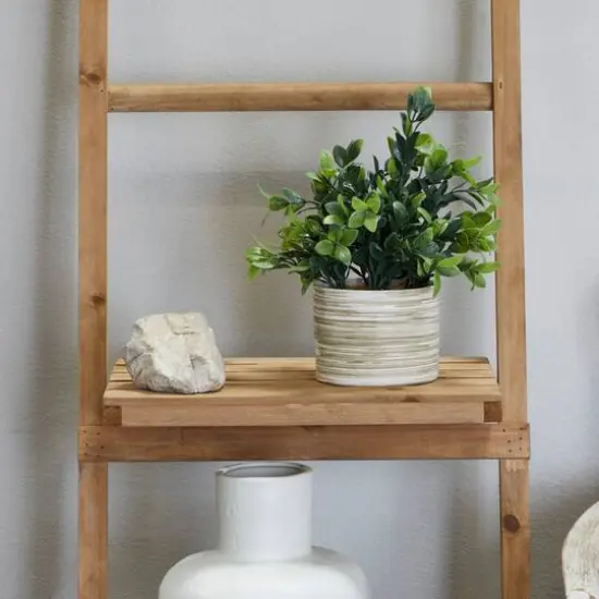 11" Green Faux Foliage Eucalyptus Artificial Plant with Patterned Porcelain Pot {7}