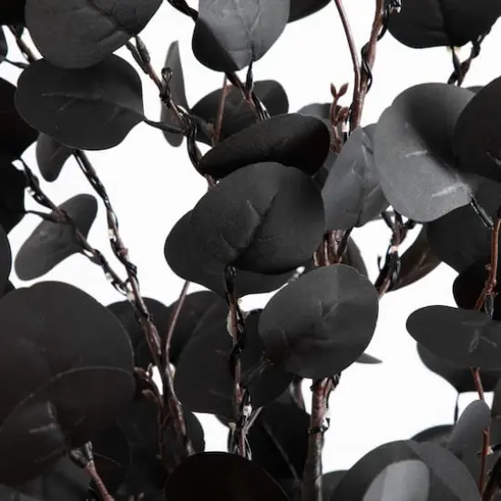 6ft. Pre-Lit Artificial Halloween Black Eucalyptus Tree with 300 Orange & Purple LED Lights {4}