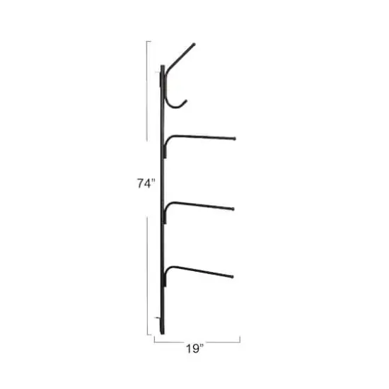 Hinge-It Clutterbuster 74" Steel Valet Family Towel Bar Black {5}