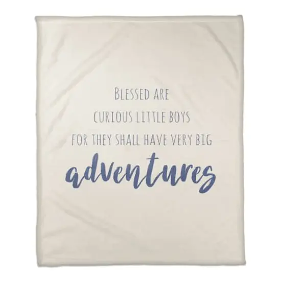 50" x 60" Blessed Are Curious Little Boys Coral Fleece Blanket {1}