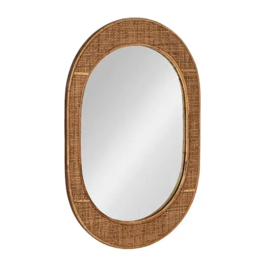 Hello Honey&reg; 30" Natural Brown Oval Bamboo & Rattan Framed Wall Mirror {1}