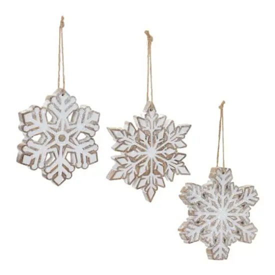 4.75" Glittered Snowflake Ornament Set {3}