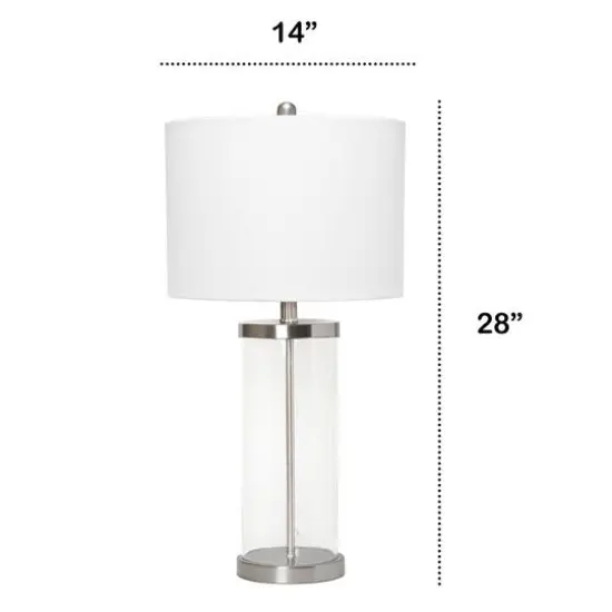Lalia Home 27.5" Entrapped Glass Table Lamp with White Fabric Shade Brushed Nickel and White {4}