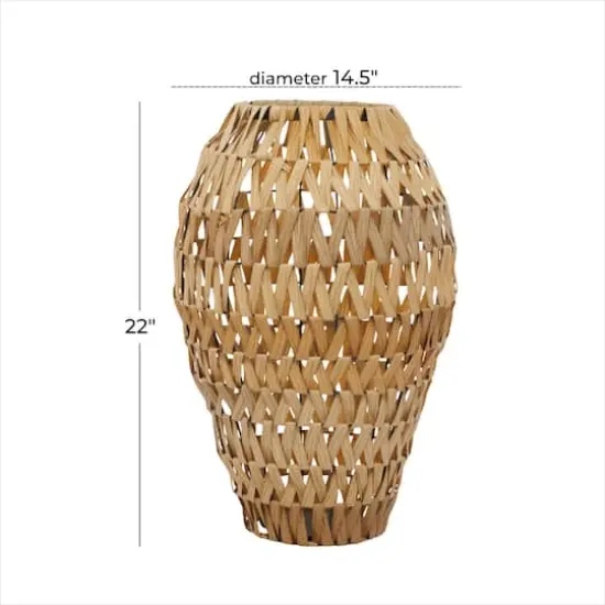 Brown Plastic Rattan Handmade Woven Vase 15" x 15" x 22" {5}