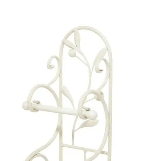 24" Cream Iron Traditional Toilet Paper Towel Holder {6}