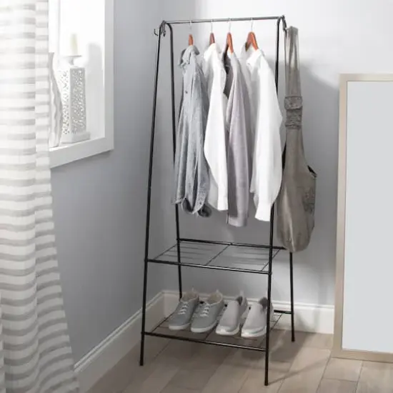 Organize It All Garment Rack with 2 Tier Shelving {4}