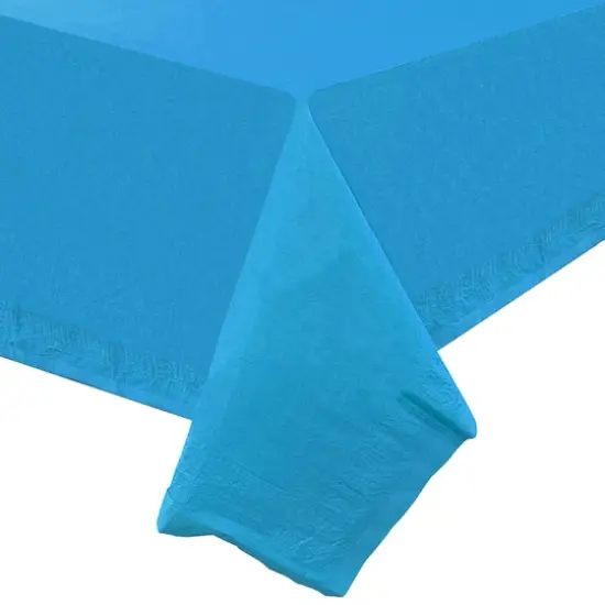 JAM Paper 108" Rectangular Plastic Lined Paper Table Cover Sea Blue {6}