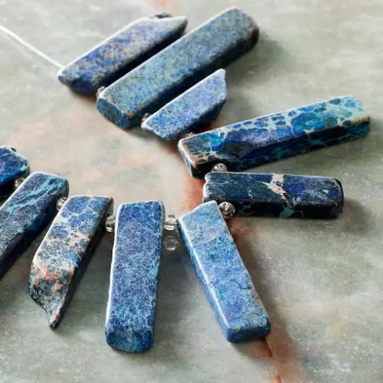 Blue Dyed Imperial Jasper Stick Beads by Bead Landing&trade; {3}