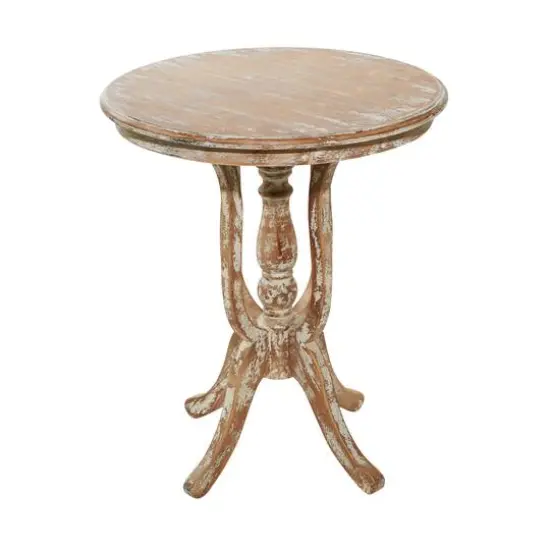 24" Brown Chinese Fir Farmhouse Accent Table {1}