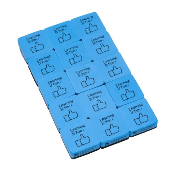 Charles Leonard Blue & Black Learning is Fun Mini Whiteboard Eraser, 3 Packs of 15 {4}
