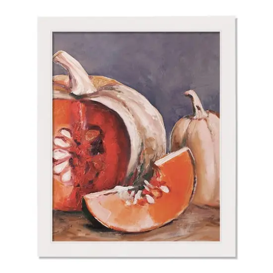 Autumn Pumpkin Still Life Wall Art with White Frame {1}
