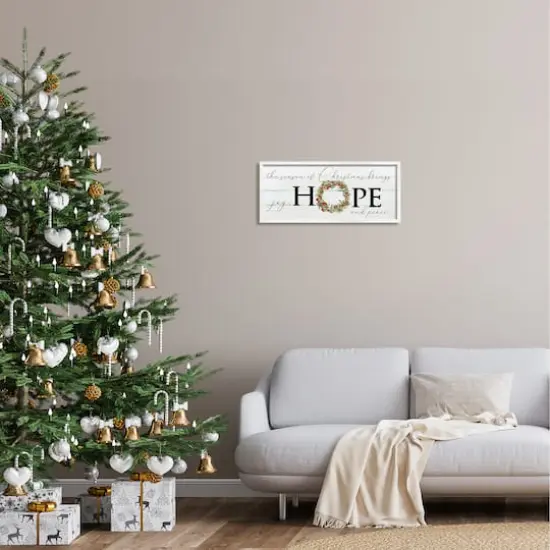 Stupell Industries Joy Hope & Peace Christmas Wreath Framed Giclee Art White {3}
