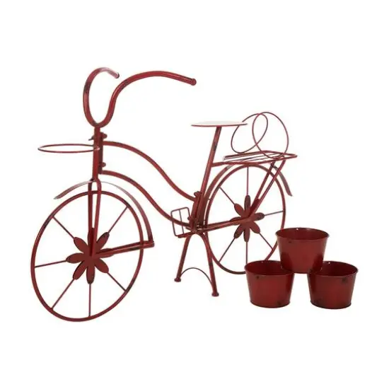 Glitzhome&reg; 25.98" Red Metal Bicycle Planter {7}