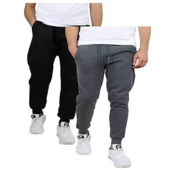 Galaxy by Harvic Men's Fleece-Lined Jogger Sweatpants 2 Pack Black/Charcoal {1}