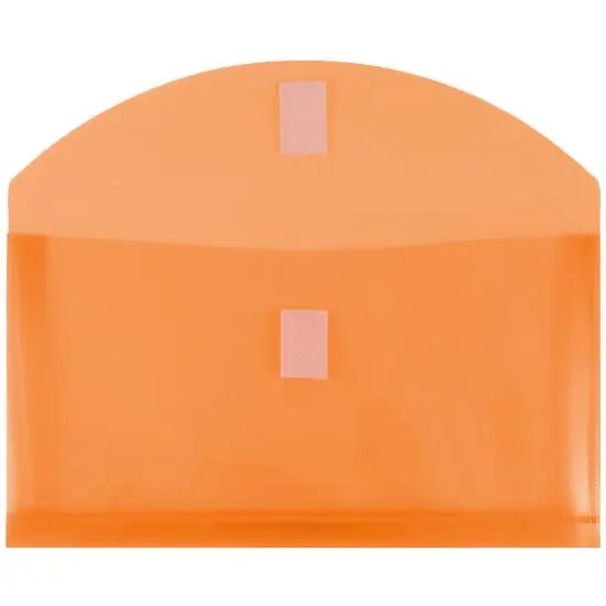 JAM Paper 5.25" x 10" Plastic Hook & Loop Closure Envelopes, 12ct. Orange {4}