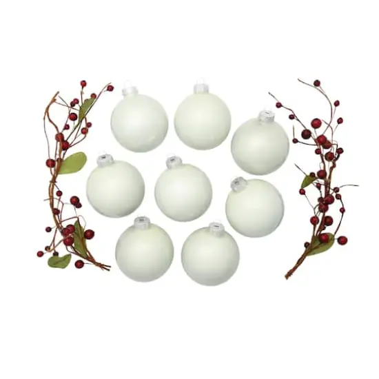 Whitehurst 8ct. 3.25" Pearl Glass Ornaments White Polar Pearl {4}