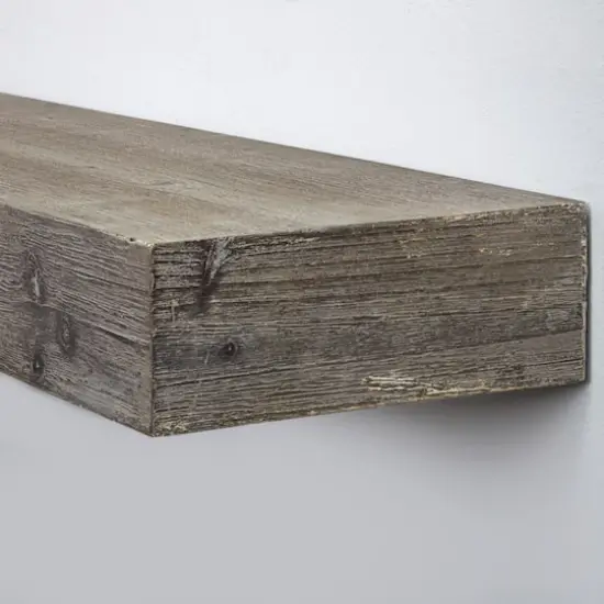 Large Gray Rustic Wood Floating Wall Shelf {6}
