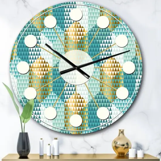 Designart 'Retro Hexagon Pattern Viii Mid-Century Modern Wall Clock {1}