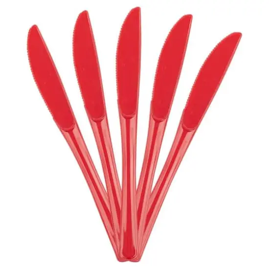 JAM Paper Premium Utensils Plastic Knives Party Pack, 48ct. Red {3}