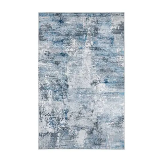 Glitzhome&reg; 5ft. x 8ft. Blue, Ivory & Tan Abstract Area Rug {1}