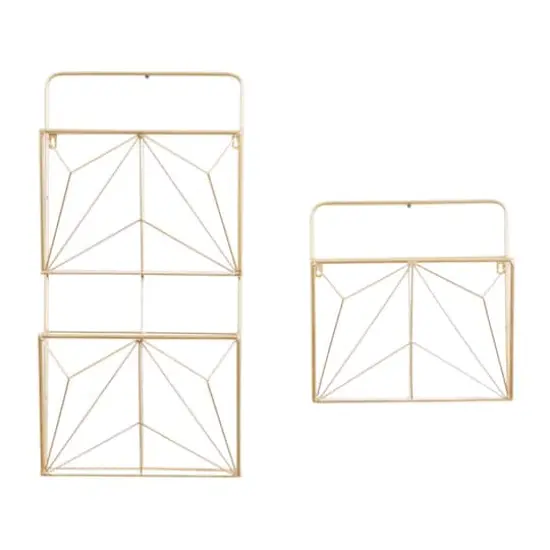 Gold Metal Rustic Wall Shelf Set {3}