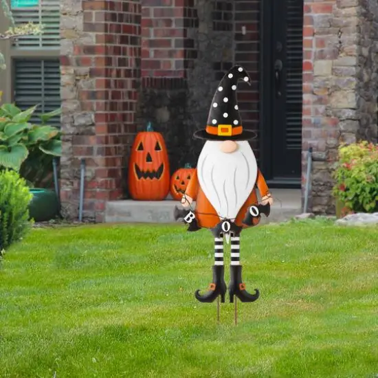 Glitzhome&reg; 36" Metal Halloween Gnome Yard Stake {3}