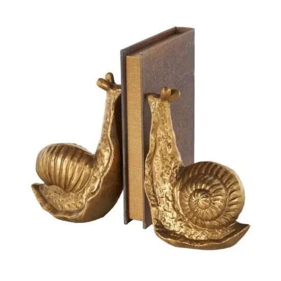 7" Gold Metal Snail Standing Bookends, 2ct. {5}